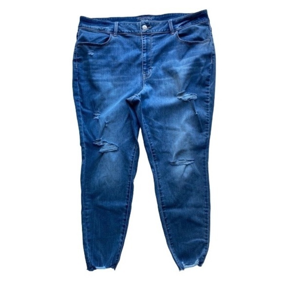 Maurices Jeans‎ Womens 24W REG High-Rise Blue Denim Distressed - Picture 1 of 8